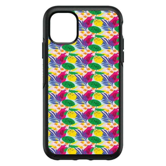 DistinctInk Custom SKIN / DECAL compatible with OtterBox Symmetry for iPhone 11 Pro MAX (6.5" Screen) - Summer Vibes Floral Pattern Pink Green Yellow