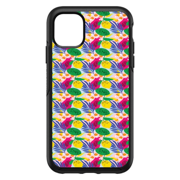 DistinctInk Custom SKIN / DECAL compatible with OtterBox Symmetry for iPhone 11 Pro (5.8" Screen) - Summer Vibes Floral Pattern Pink Green Yellow
