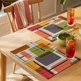 thumbnail image 4 of Green Orange Geometric Placemats Set of 8 Modern Abstract Art Luxury Place Mats Indoor Wipeable Table Mats Washable Cloth Dining Table Placemats for Kitchen Holiday Party Home Decor 13x19 Inch, 4 of 9