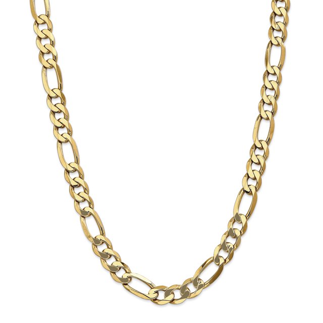 14k Yellow Gold 26 Inch 10mm Figaro Chain Necklace Pendant Charm Flat