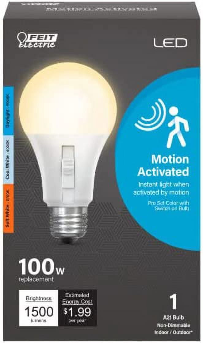 Feit A19 E26 (Medium) LED Motion Activated Bulb Tunable White/Color Changing 100 Watt Equivalence 1