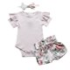 thumbnail image 1 of Conjunto de ropa para niña recién nacida, Pelele de manga corta de verano de Color sólido, pantalones cortos de flores, diadema, traje de 3 uds, ropa infantil para recién nacido Tan Jianjun unisex, 1 of 2