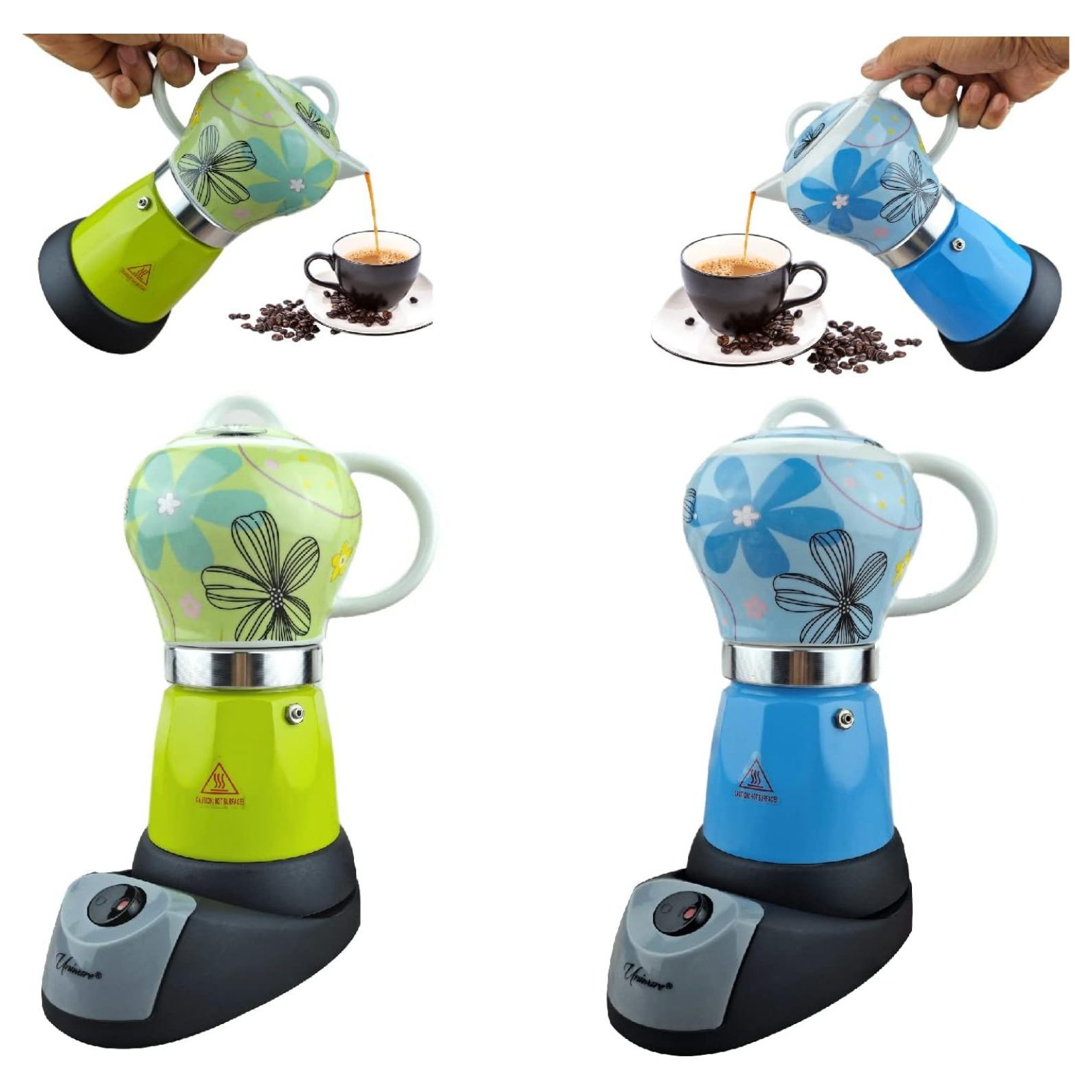 6 Cup Professional Electric Espresso/Moka Coffee Maker (Green)
