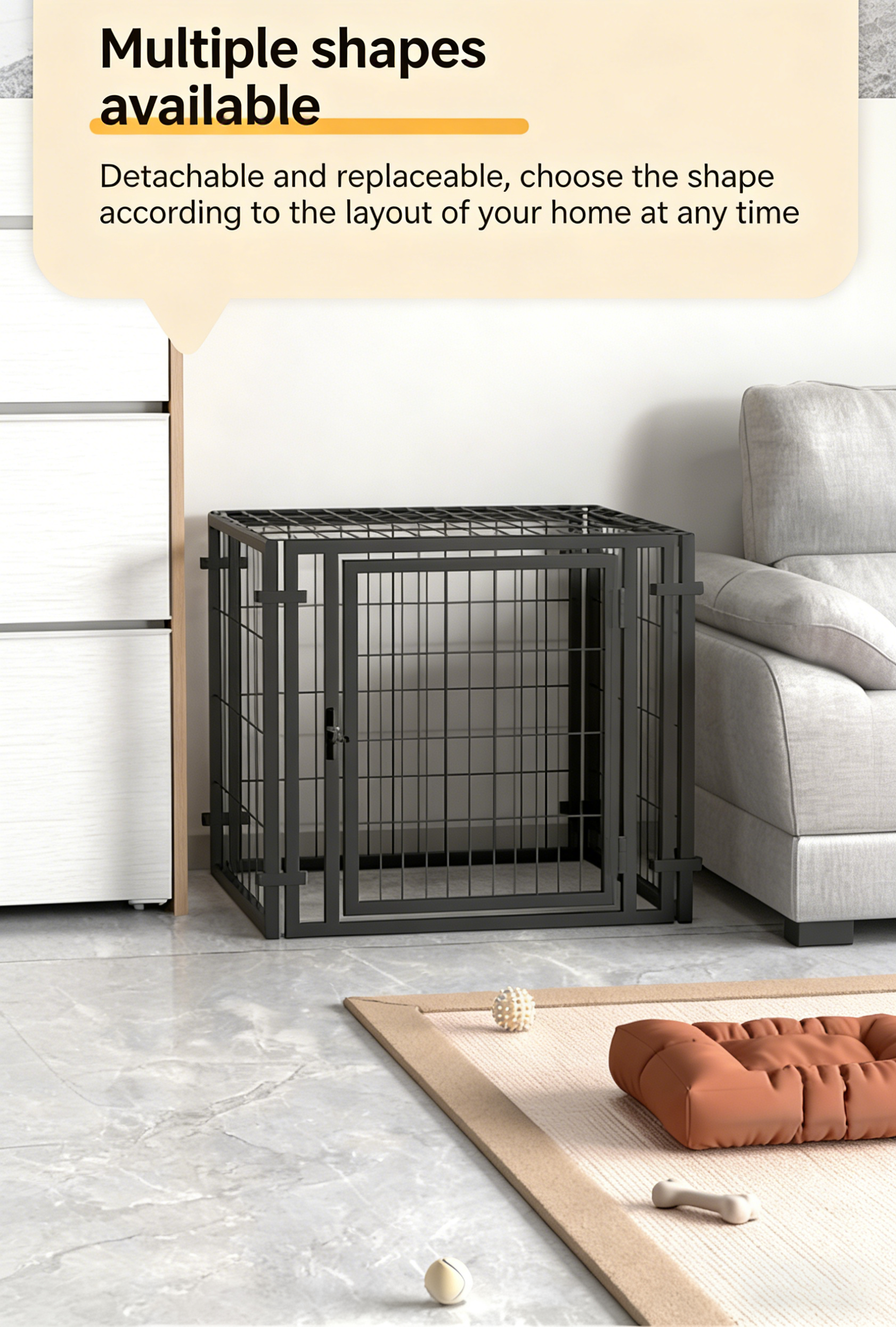 JaxSteam 48" Dog Cage Playpen with Top Cover, Black photo 3