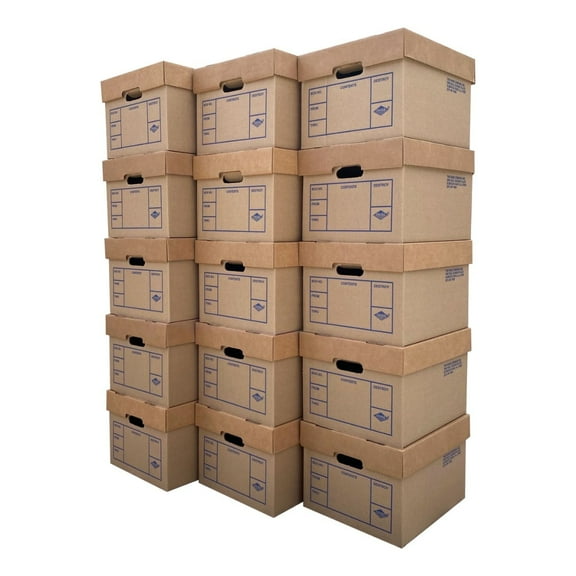 UBMOVE 200# Strength Small 15" x 12" x 10" Office Boxes, 15 Count, 1 Pack