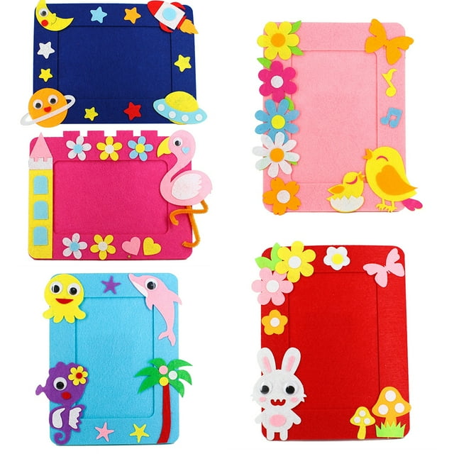 5 Pcs Cadre Photo Joli Cadre Photo de Table en Non-Tissé Kit d'Artisanat DIY pour Enfants