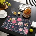 thumbnail image 4 of Pioneer Flower Floral Print Pattern Summer Placemats Table Placemats Set Of 4-Linen Kitchen Washable Placemats Table Mats 12x18 Inch Non-Slip Heat Resistant, 4 of 6