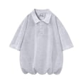 thumbnail image 5 of Afuyipoi Men's Polo Shirt,Fashionable Short Sleeve Large Size Loose Lapel Tees Gray 5XL, 5 of 6