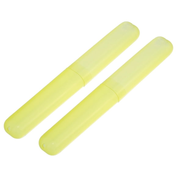 Estuches para Cepillos de Dientes para Viaje Unique Bargains Amarillo 19x2.7cm 2 Uds