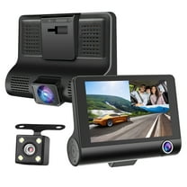 Dash Cam 4 Inch 3 Cameras Wide Angle Night Vision Loop Recording Car Driving Recorder Backup Camera