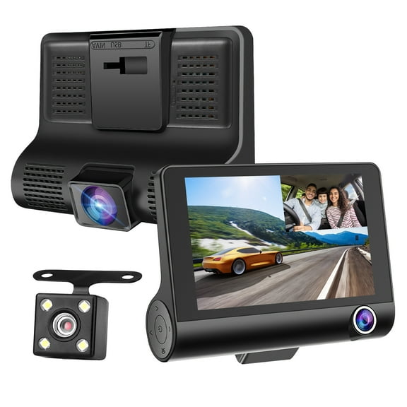 Dash Cam 4 Inch 3 Cameras Wide Angle Night Vision Loop Recording Car Driving Recorder Backup Camera