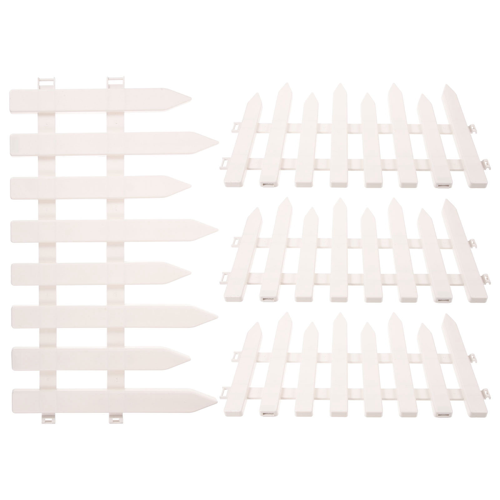 UPOUART 4Pcs Plastic Garden Fence Edging White Pointed Top Decorative Outdoor Decoration 19.65x11.79x0.59in