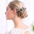 thumbnail image 4 of Peineta para novia KAIYANG con diamantes de imitación estilo vintage lágrima de ónix color negro, 4 of 5