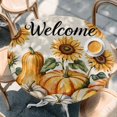 thumbnail image 2 of Orange Pumpkin Fall Round Tablecloth, Fitted Table Cover with Elastic for 55"-60" Round Tables, Thanksgiving Sunflower Autumn Beige Table Cloth Outdoor Indoor Dinning Party Waterproof Tablecloths, 2 of 7