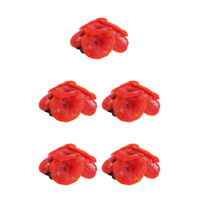 yingyy Aquarium Artificial Coral Fish Landscape Decoration Plant Simulation Ornament Red 5Set