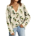 thumbnail image 7 of Women's Fashion Long Sleeve Christmas Print V-Neck Button Loose Cardigan Top, Knit Sweater for Casual Outfits and Comfort,Mint Green,2XL, 7 of 7