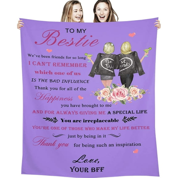Best Friend Blanket Gifts for Women Besties BFF Personalized Flannel Friendship Throw Blanket 50"X 40"