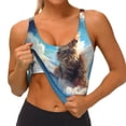 thumbnail image 3 of Balery Blue Sky Winged Cat Sujetadores deportivos con espalda cruzada para mujer, acolchados, sin costuras, de alto impacto, ideales para yoga, gimnasio, entrenamiento y fitness.-, 3 of 8