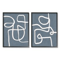 Stupell Industries Abstract Squiggle Design Modern Soft Fluid Lines Graphic Art Black Framed Art Print Wall Art, Set of 2, Design by Nina Blue