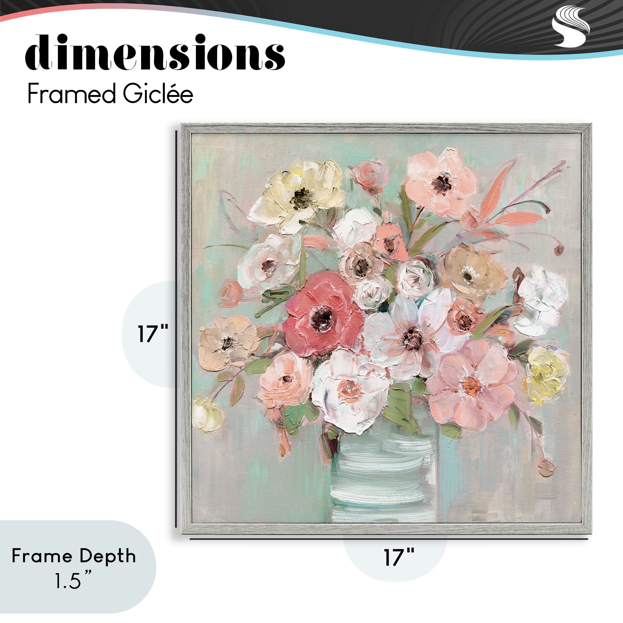Stupell Industries Pastel Garden Peony Bouquet Gray Framed Giclee Art, design by Sally Swatland