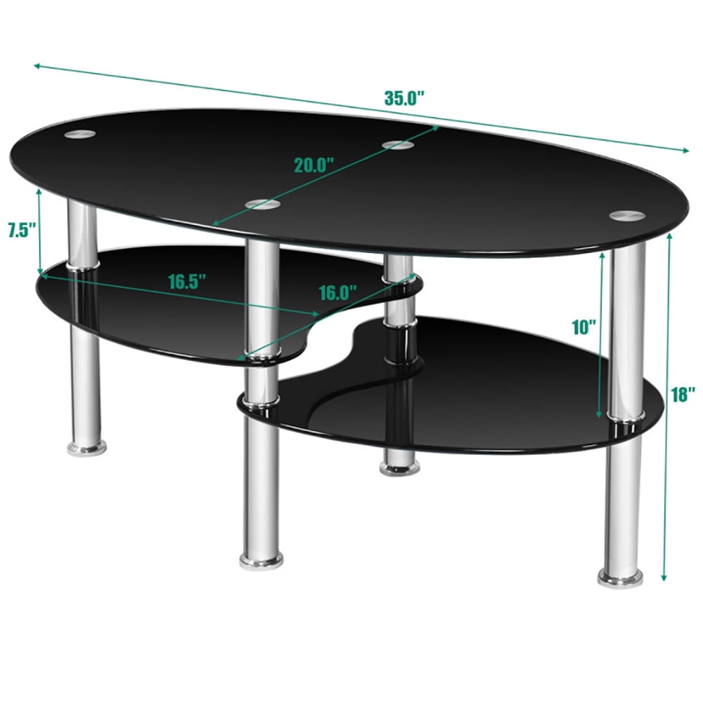 Finihen Glass Coffee Table, Oval Coffee Table, Tempered Glass Oval Side Coffee Table, for Living Room, Reception Room, Black Finihen Glass Coffee Table, Oval Coffee Table, Tempered Glass Oval Side Coffee Table, for Living Room, Reception Room, Black