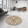 thumbnail image 4 of Ahgly Company Machine Washable Indoor Round Transitional Khaki Gold Area Rugs, 5' Round, 4 of 7