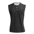 thumbnail image 2 of Domuza Mens Shirts Retro V Neck Button Tank Tops Distressed Washed Sleeveless Tees Muscle Gym Workout Running Clothes with Chest Pocket Black XL, 2 of 4
