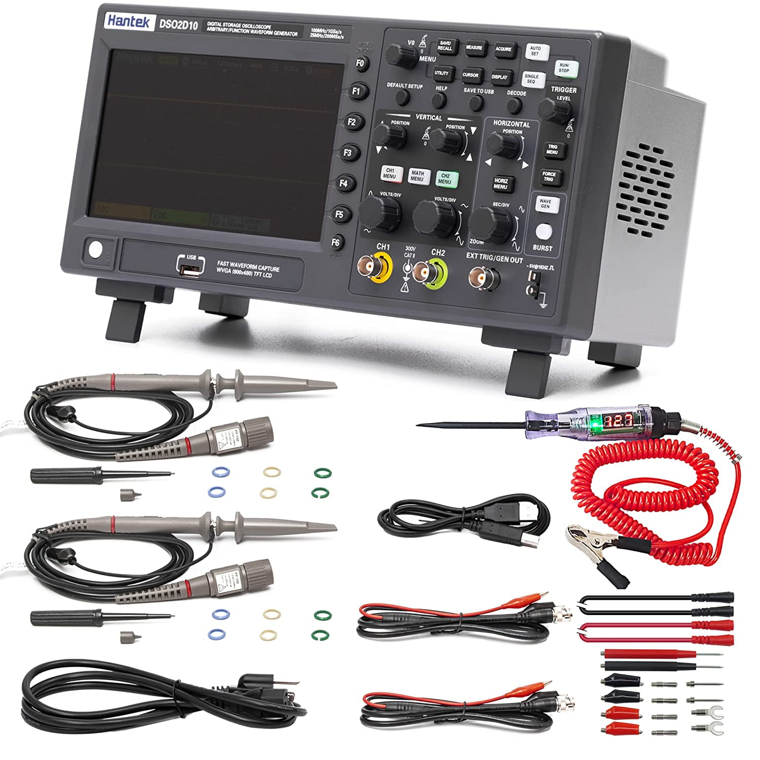 Hantek DSO2D10 Digital Storage Oscilloscope 100MHz Bandwidth 2CH Dual