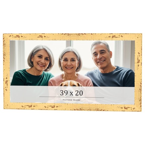 39x20 Frame Yellow Real Wood Picture Frame Width 1.25 inches | Interior Frame Depth 0.5 inches |