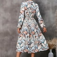 thumbnail image 5 of Herrnalise Women's V-Neck Long Sleeve Loose Printed Knee Length Dresses S-2XL, 5 of 5