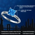 thumbnail image 2 of Gem Stone King 14K White Gold Fancy Blue Zirconia Solitaire Engagement Ring for Women | 1.24 Cttw | Princess 6MM | Gemstone Birthstone | Size 7, 2 of 6