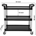 thumbnail image 7 of AOILE 3-Tier Service Cart, Heavy Duty Food Service Cart with Lockable Wheels, 360 lbs Capacity, Black, 7 of 7