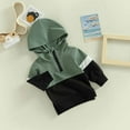 thumbnail image 6 of Fesfesfes Fashionable Long Sleeve Jackets for Boys Patchwork Color Hooded Tops Fall Half Zipper Sweatshirts ,Size 0 Month-2 Years, 6 of 9