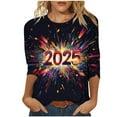 Dazajoo Vacation Deals New Year Tops for Women 2025 Merry New Year Holiday Joyful Graphic Shirts