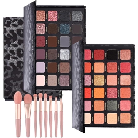 Leopard Long Lasting Glamorous Eye shadow Palette, High Pigmented, Nudes Creamy Smokey Pallet Set, Nature-Looking Long Lasting Waterproof (01# + 02#)