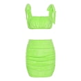 thumbnail image 2 of VISgogo, traje de falda para mujer, Color sólido, plisado, correa de doble cara, chaleco ajustado con tirantes + falda de cintura alta, conjunto sencillo de dos piezas VISgogo  moda, 2 of 9