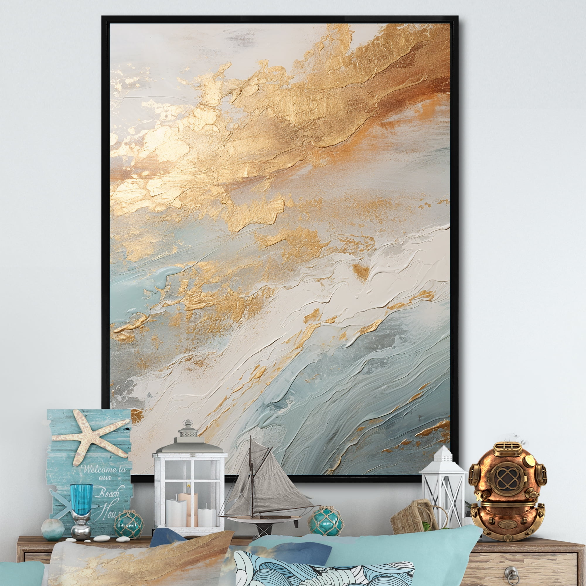 Free Shipping! Masterpiece Art Gallery Shimmering Sea Canvas Beach