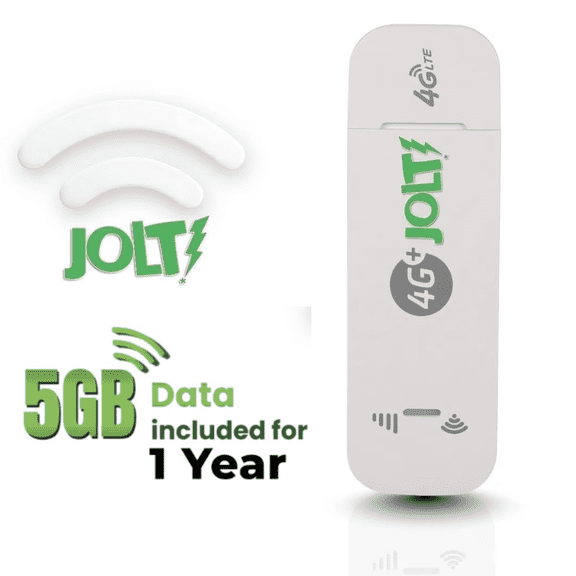 Jolt Mobile 4G LTE USB WiFi Modem Router and Stick Adapter with 5GB Data