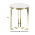 thumbnail image 4 of DecMode 18" x 23" Gold Metal Accent Table with Marble Top, 1-Piece, 4 of 9