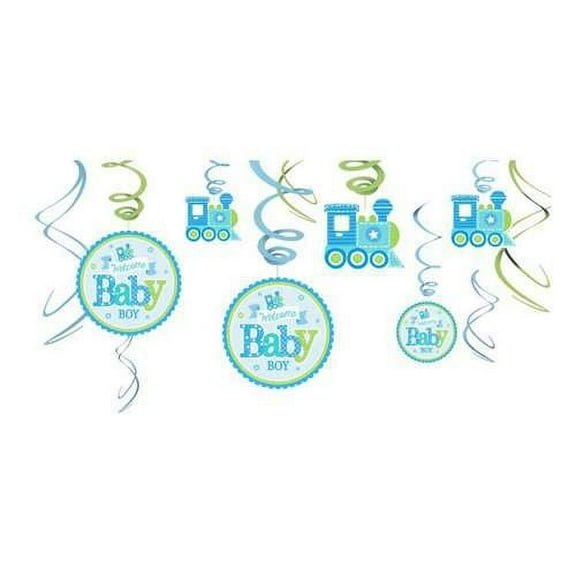 Baby Shower Hanging Swirl Decorations, Multicolor, One Size, 12 Pieces