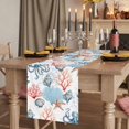 thumbnail image 2 of Coastal Ocean 36 Inch Table Runner, Summer Beach Nautical Octopus Corals Farmhouse Dresser Scarf Cotton & Linen Tablerunner for Dining/Kitchen Island/Holiday Party Décor Small 13" x 36", 2 of 9