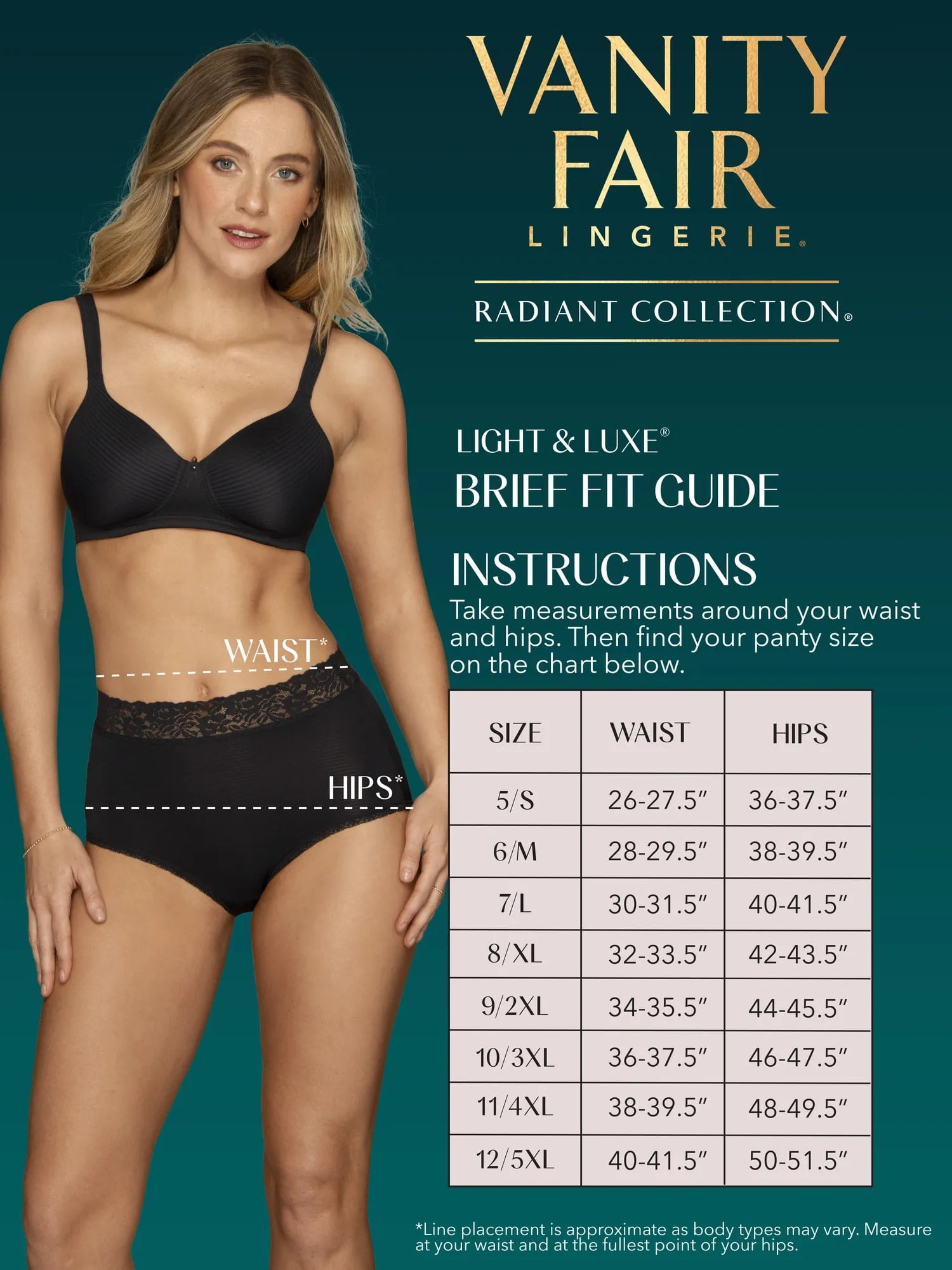 Vanity Fair Radiant Women's Light and Luxe Brief Underwear - Stretch Lace Waistband, 3-Pack, Sizes S-5XL