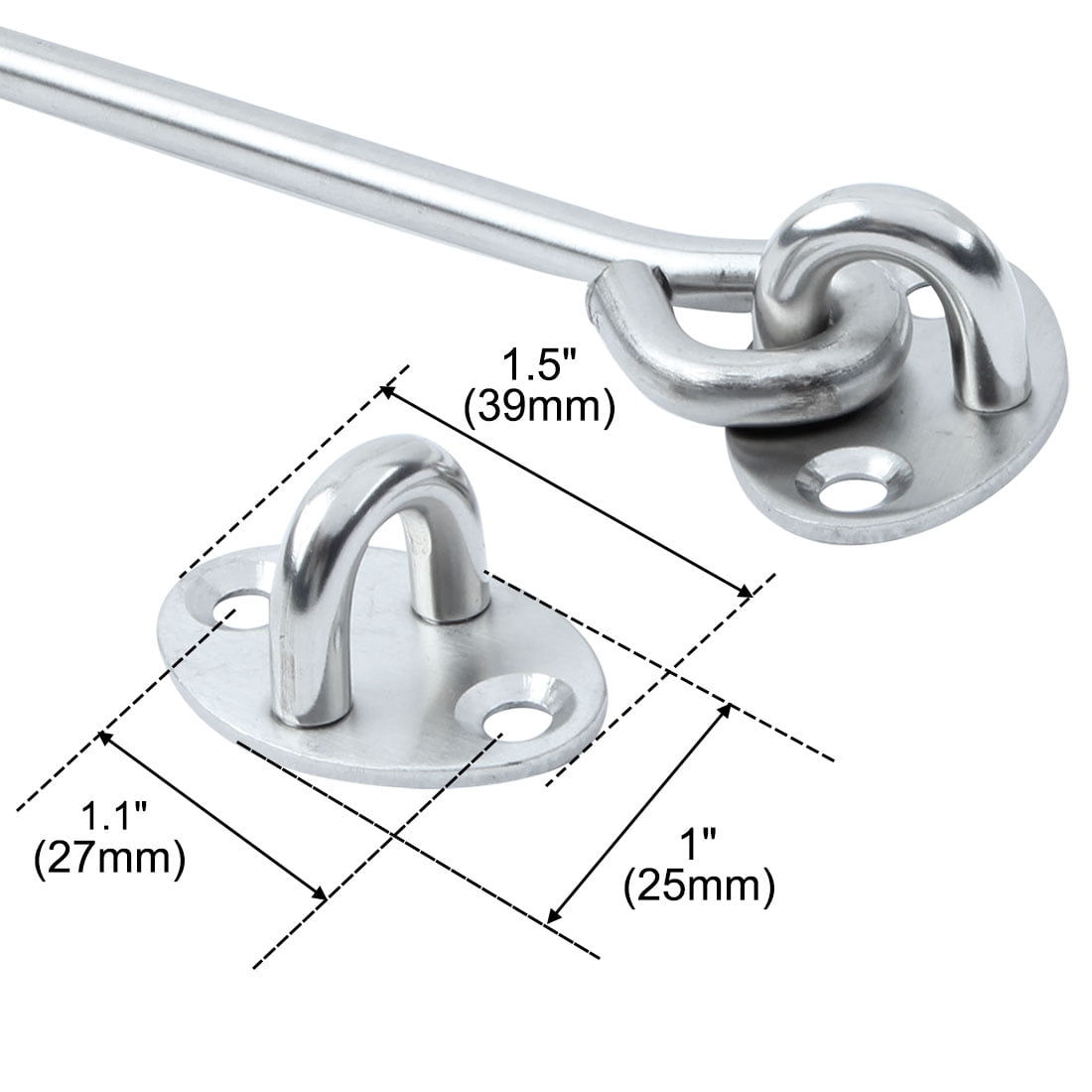 Unique Bargains Steel Door Window Cabinet Gate Latch Catch Hook 2 Pcs 0.59" x 0.24"