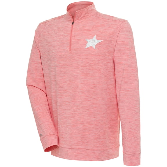 Men's Antigua Coral Dallas Stars White Logo Bright Quarter-Zip Pullover