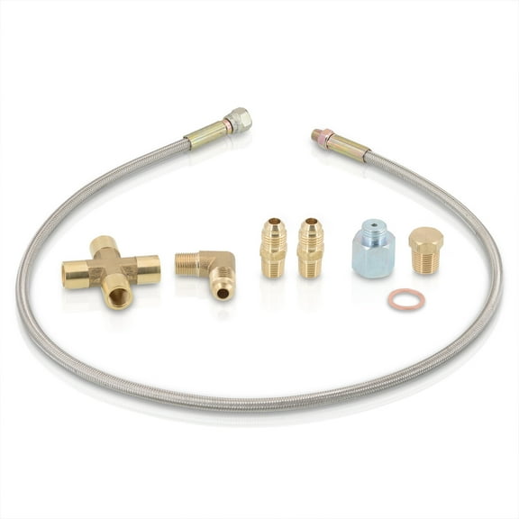 AJP Distributors Upgrade JDM Universal Turbo Charger T3/T4 T04B T04E T70 T61 T60 T66 Turbocharger Oil Cooling Feed Supply Kit 4AN 1/8" NPT Adapter 36" Stainless Steel Braided Hose