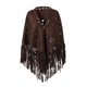 thumbnail image 1 of Bufanda poncho abierta con flecos de ante para mujer - Estampado perforado, poliéster, talla única - 190 cm de largo, 1 of 4