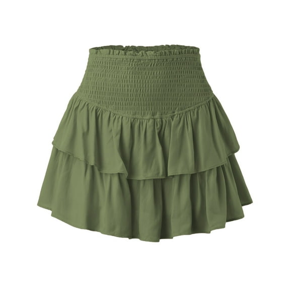Women's High Waist Ruffle Mini Skirt Tiered Short Skirt