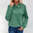 thumbnail image 2 of UJNDER Women's Sweatshirt Solid Color Button High Neck Pullover Long Sleeve Casual Green XXXXXL, 2 of 5