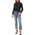 thumbnail image 2 of INSPIRE CHIC Women's Ruffled Mock Neck Smocked Long Sleeve Printed Blouse XL Black-Dots, 2 of 8