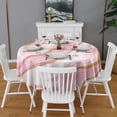 thumbnail image 2 of Pink Marble Gold Line Pattern Round Tablecloth 60"x60",Wrinkle Wipeable Table Cloth for Kitchen Dining Room Picnic Patio Party, 2 of 6
